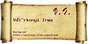 Várkonyi Irma névjegykártya